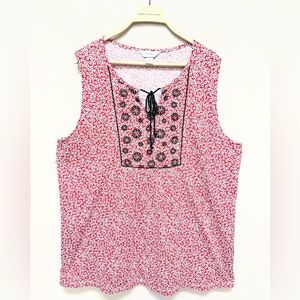 CJ Banks Red and Black Floral Blouse Size “1X”